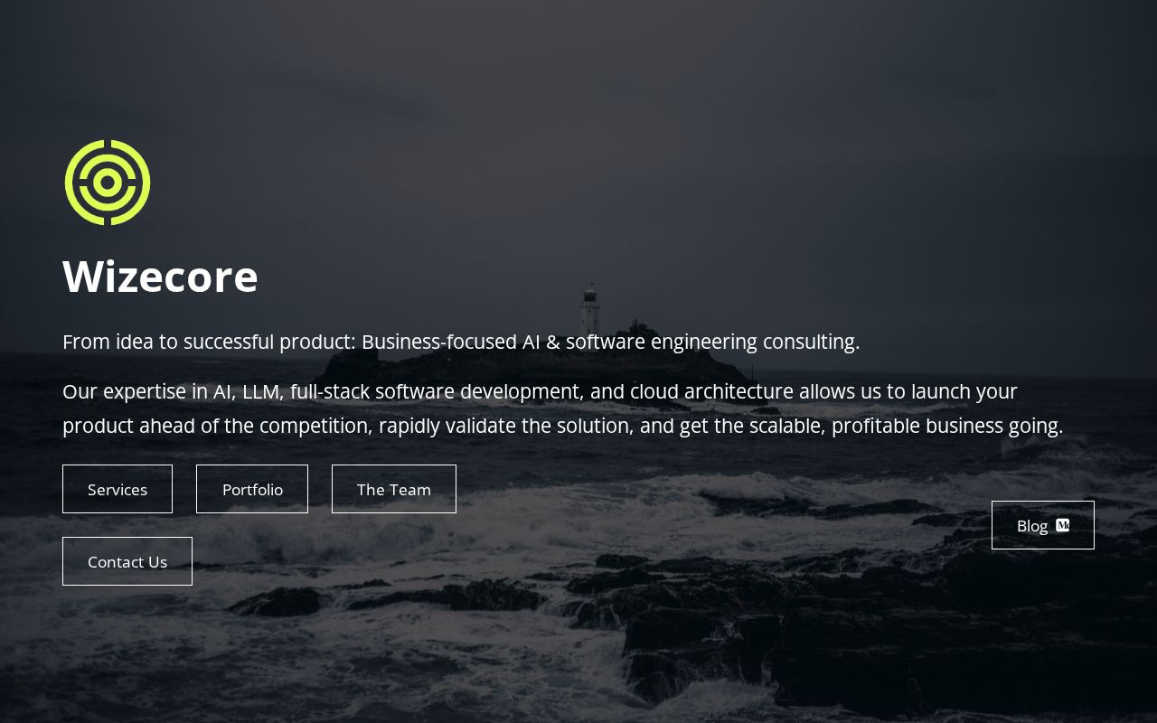 Wizecore - Business-focused AI & software engineering consulting.